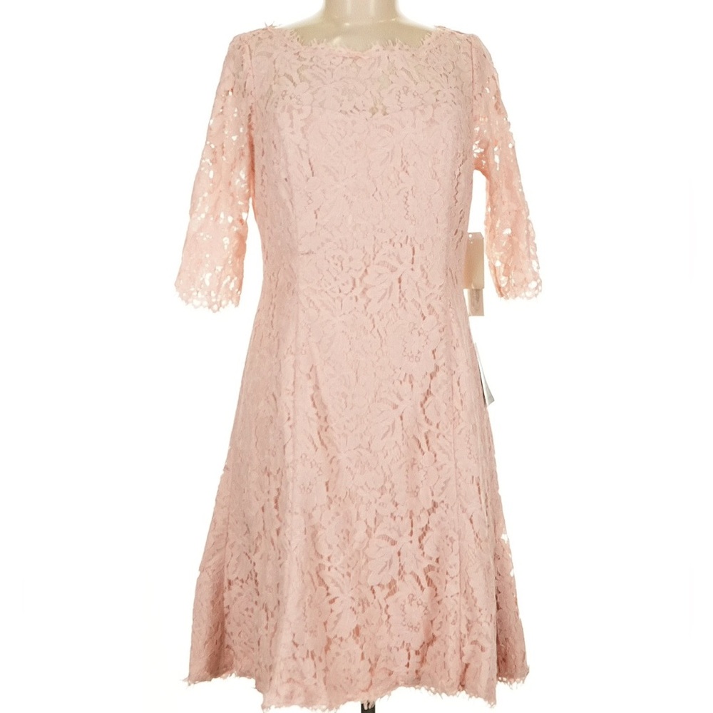 Eliza J Blush Pink Lace Overlay Midi Dress